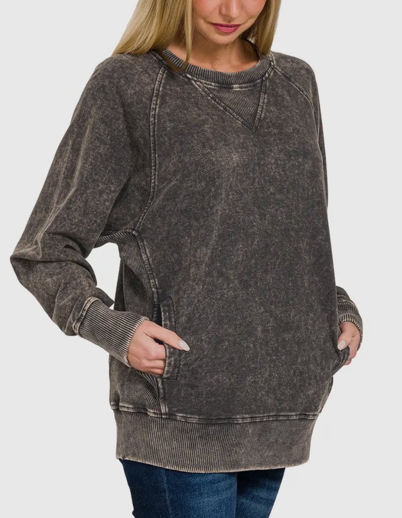 Acid Washed French Terry Pullover