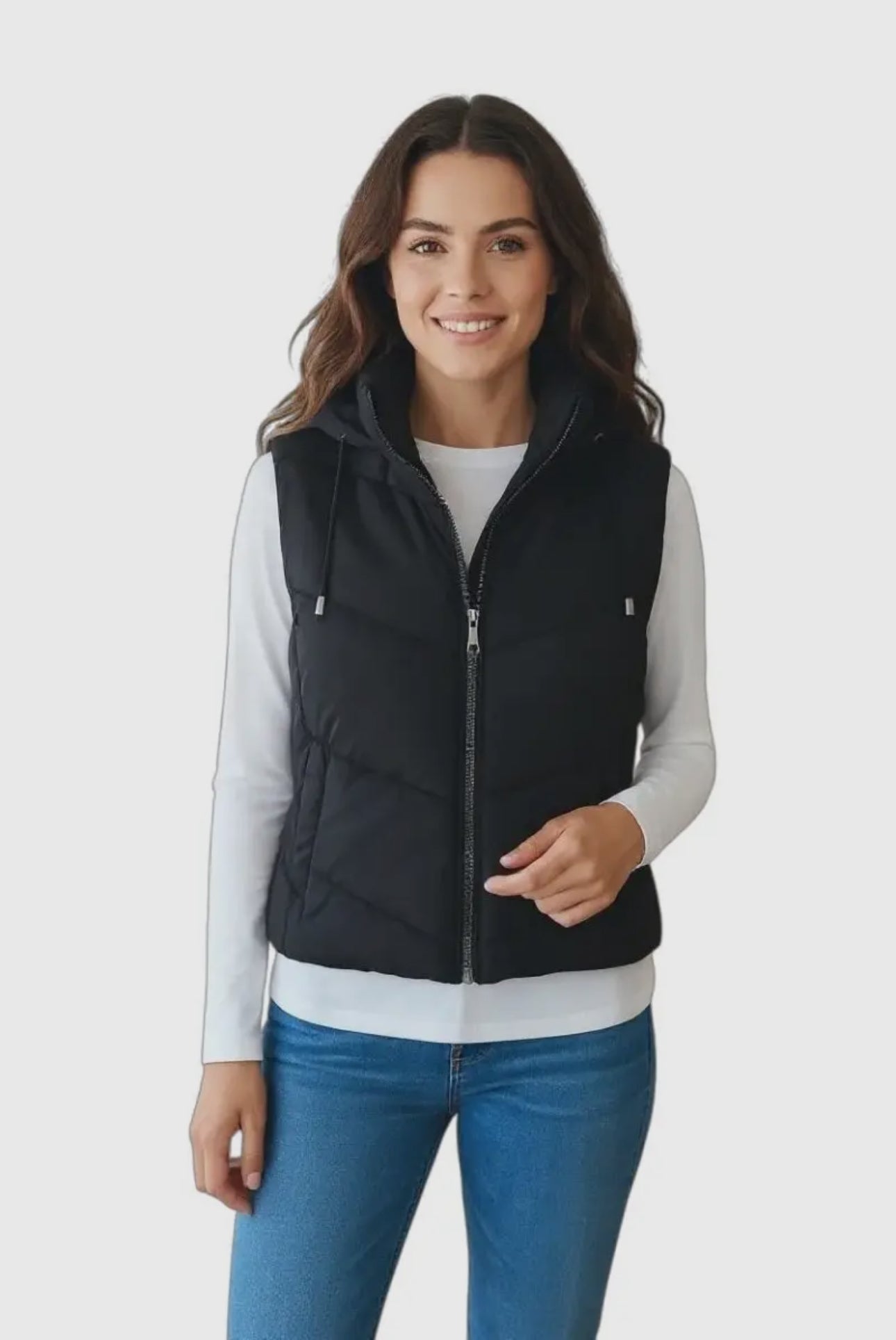 Black Hooded Puffer Vest