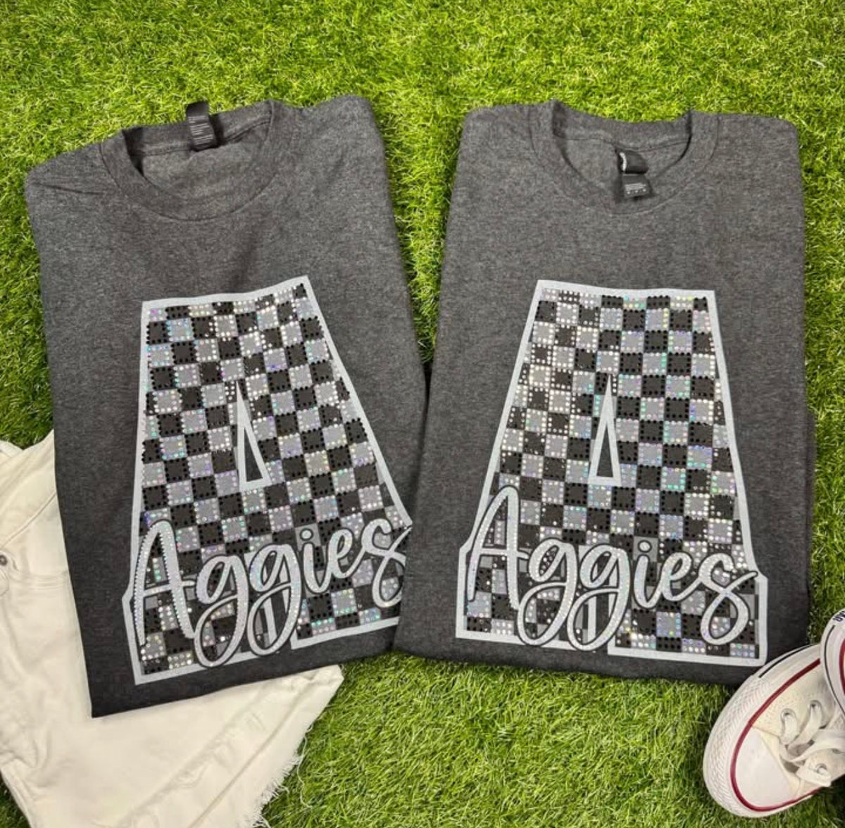 Aggies Checker Spangle Tee
