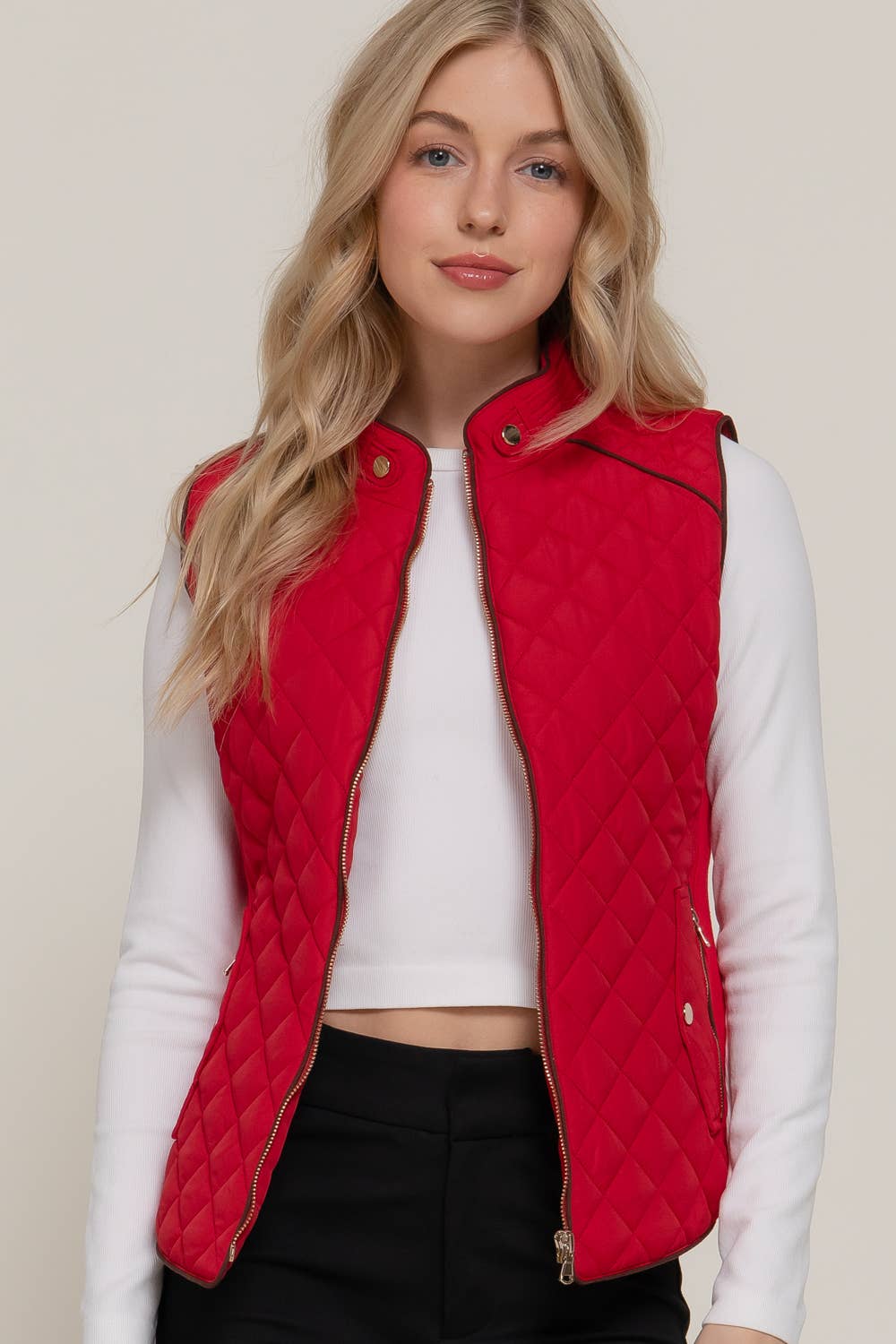 Quilted Vest-Red