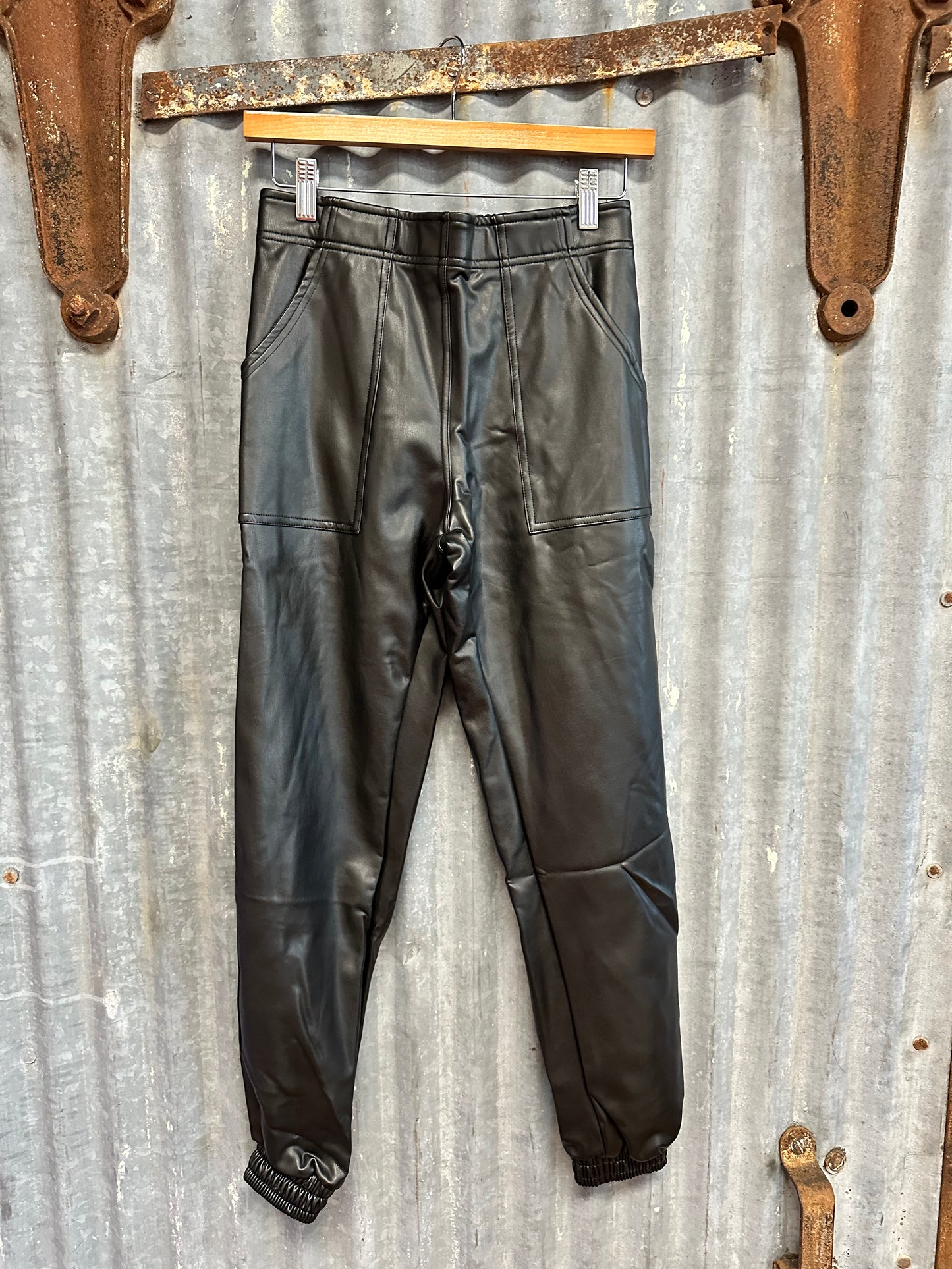 Faux Leather Joggers