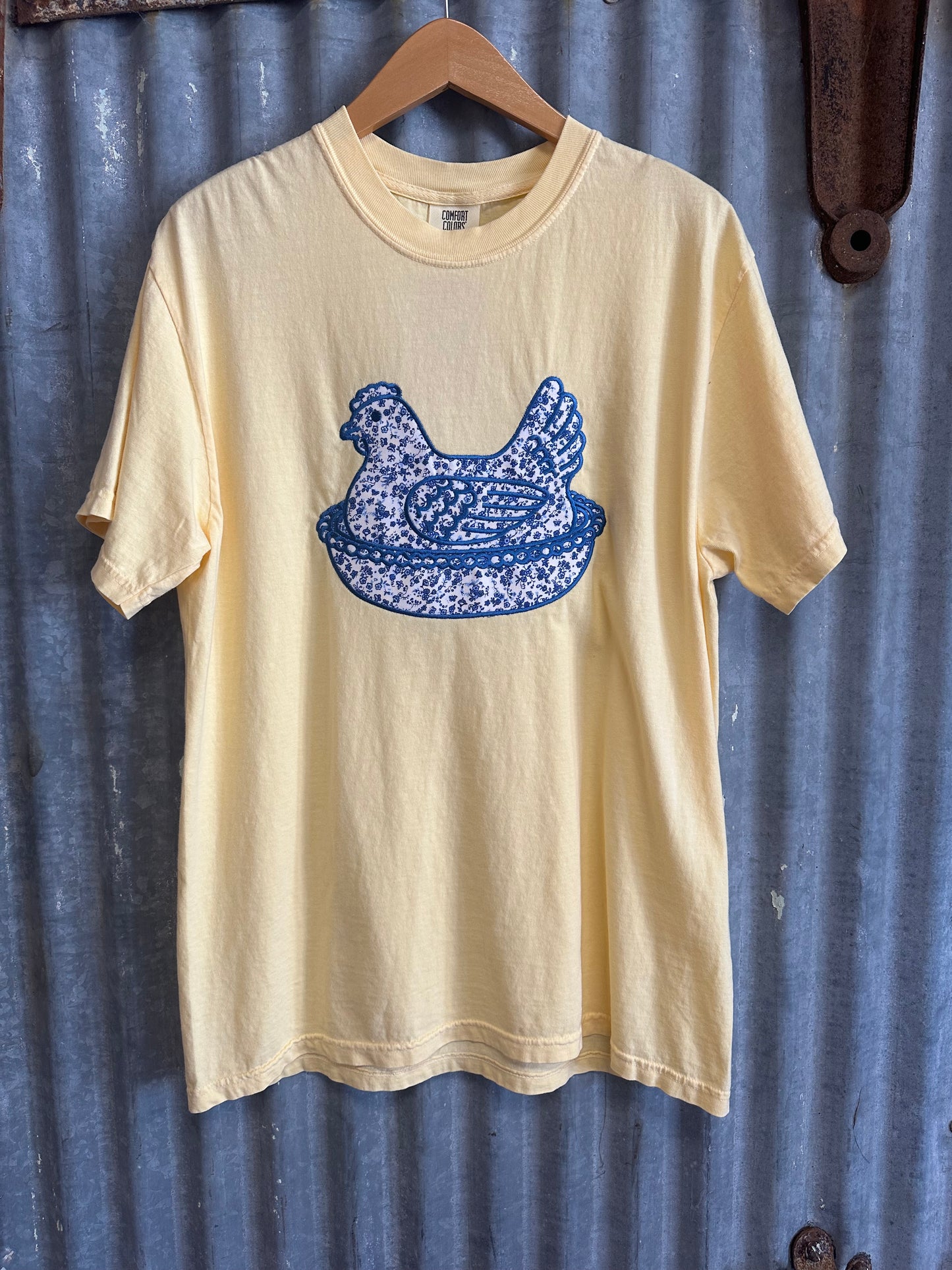 Embroidered Hen on a Nest T-Shirt