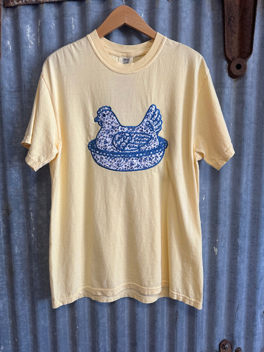 Embroidered Hen on a Nest T-Shirt