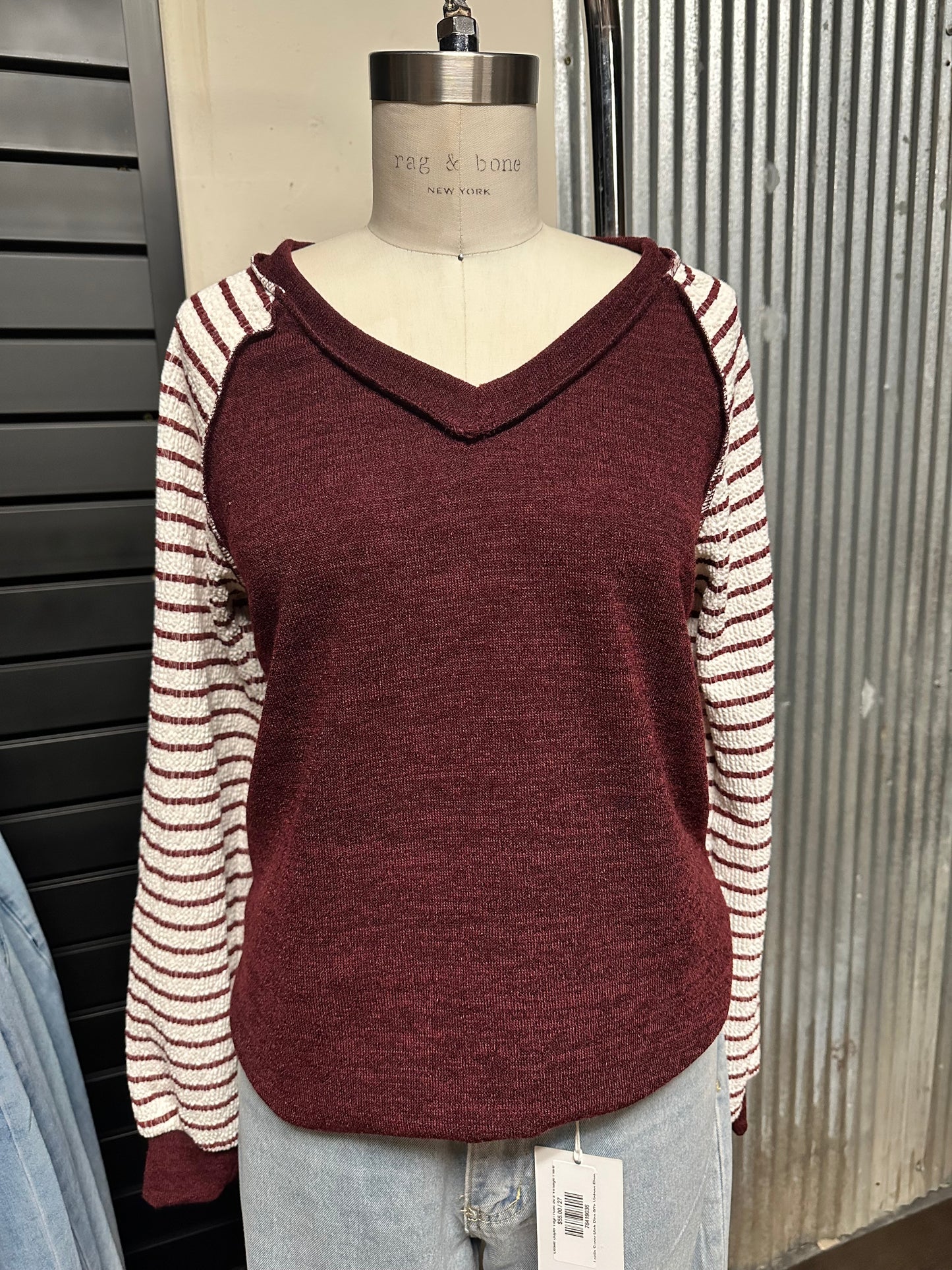 Urban Knit & Ribbed Long Sleeve Top