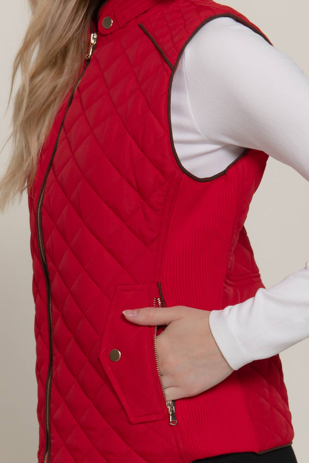 Quilted Vest-Red