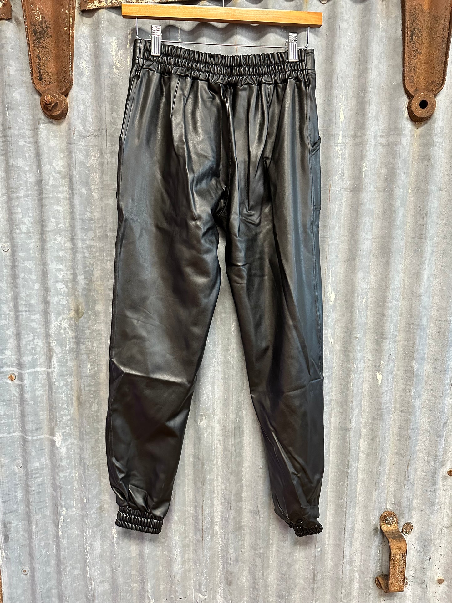 Faux Leather Joggers
