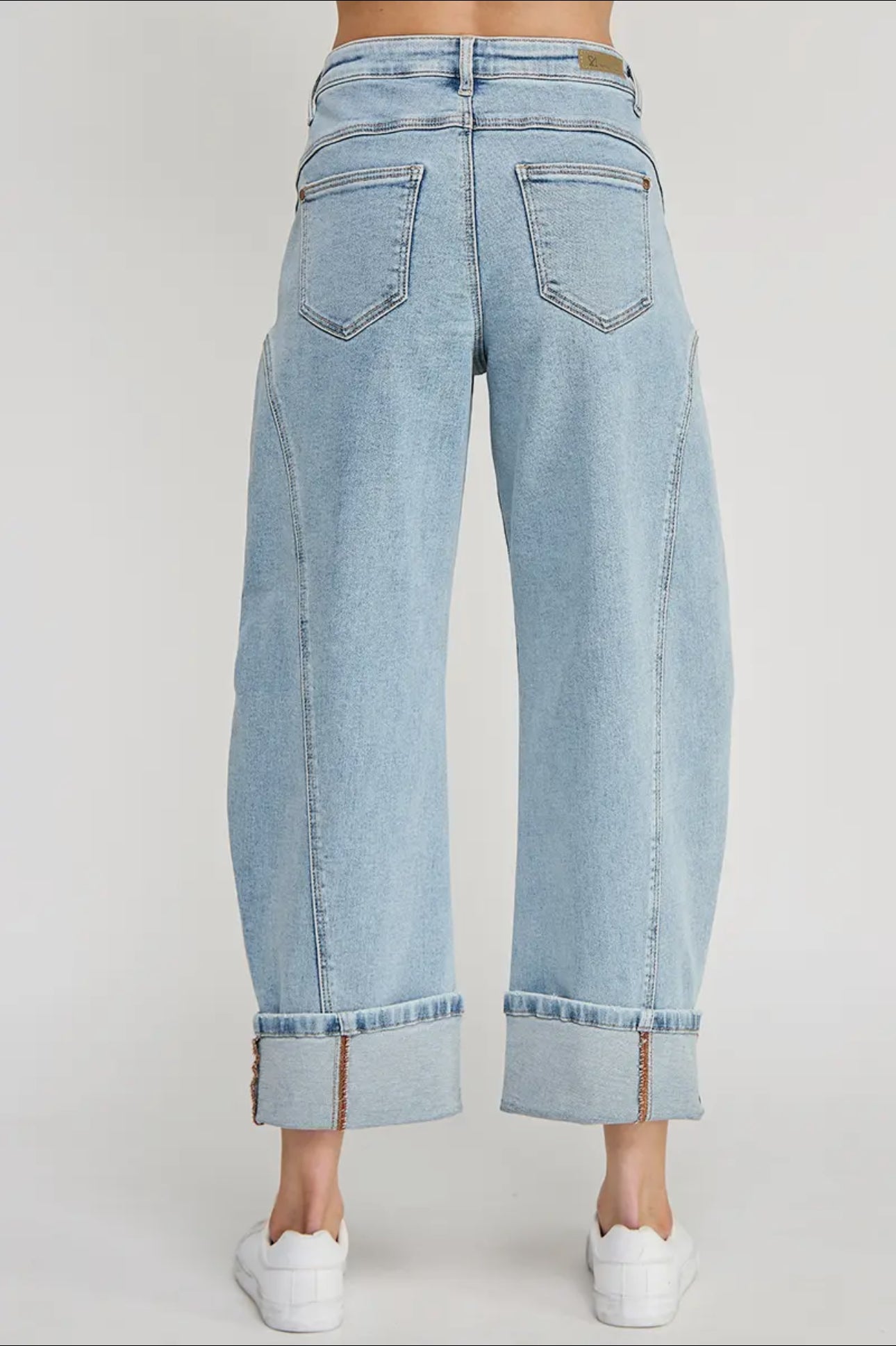 High Rise Barrel Wide Cuff Jeans