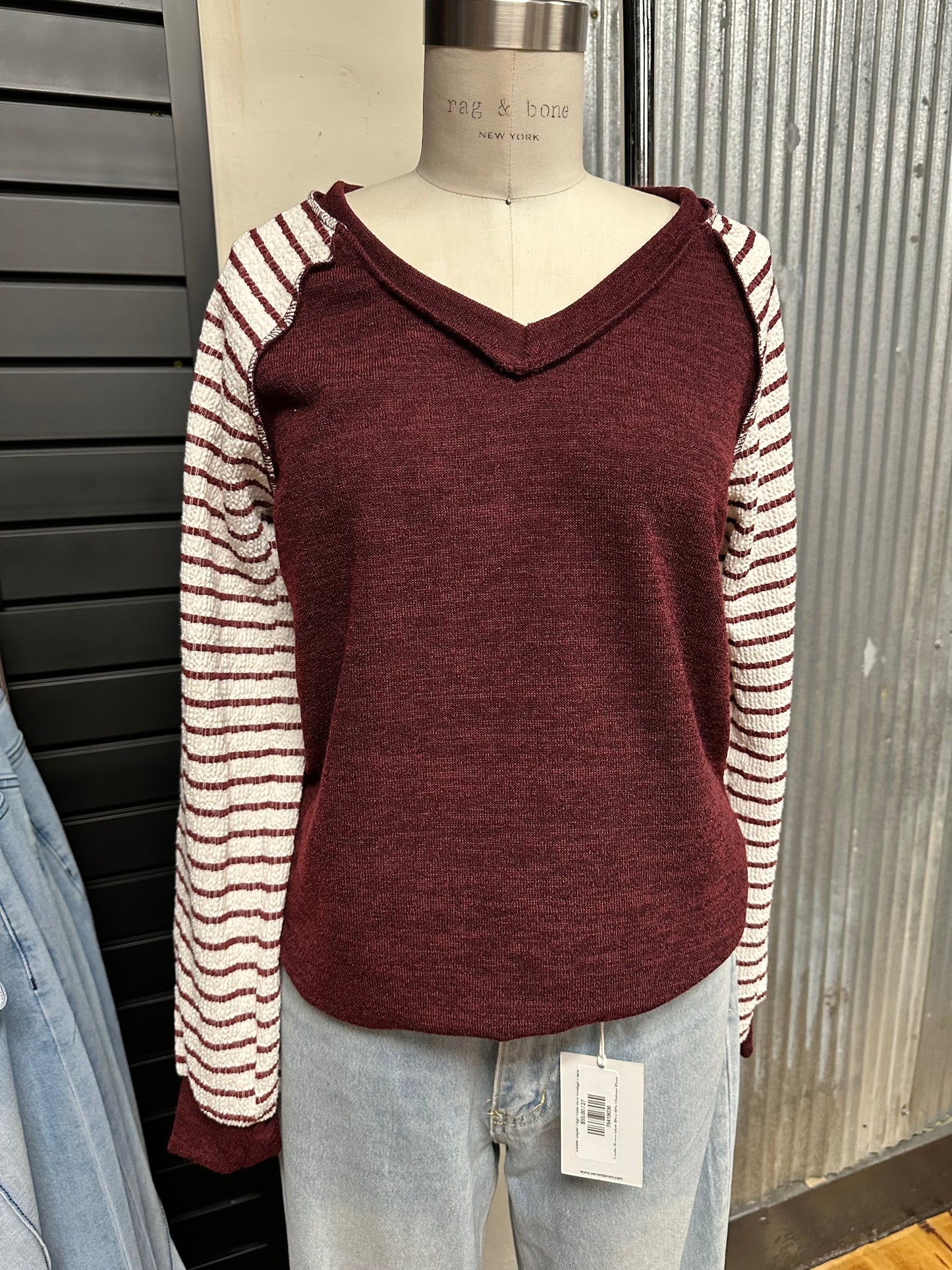 Urban Knit & Ribbed Long Sleeve Top