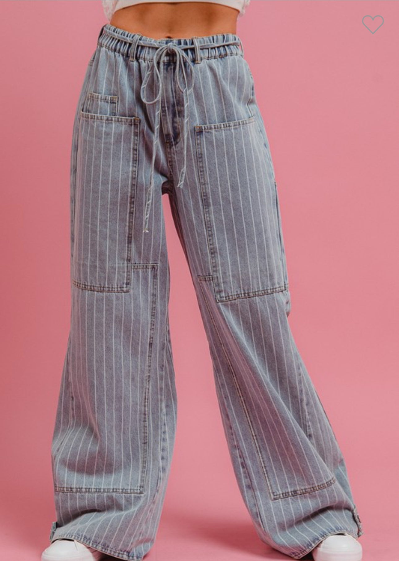 Washed Stripe Denim Cargos