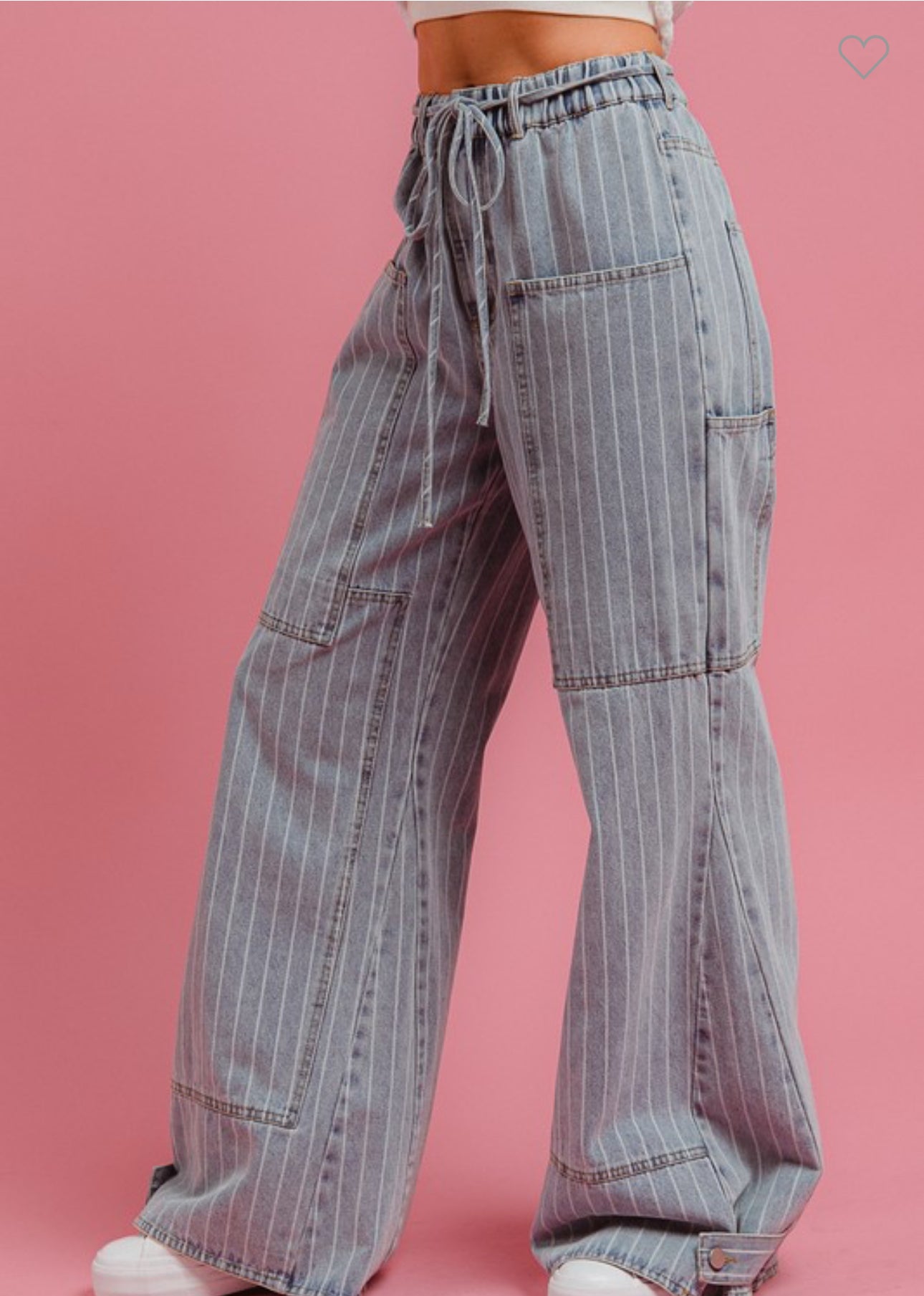 Washed Stripe Denim Cargos