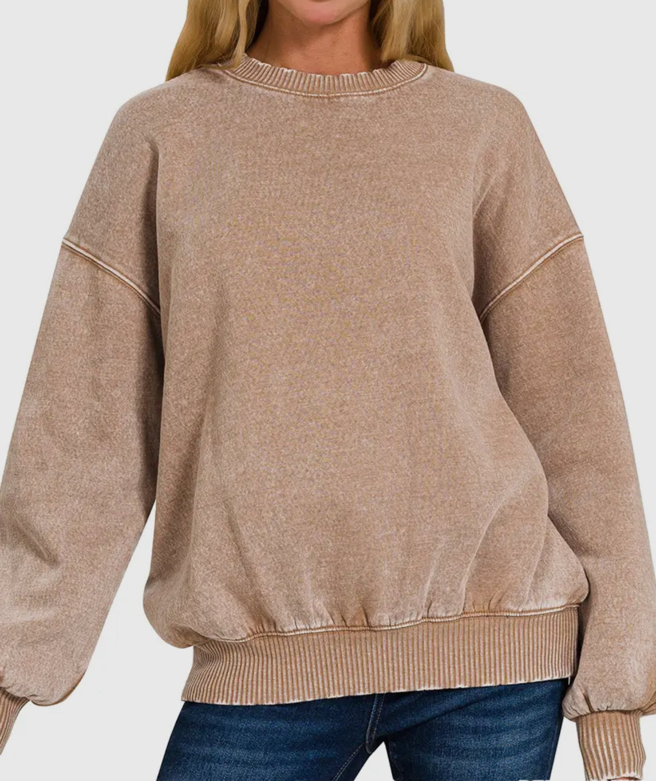 Acid Wash Fleece Pullover