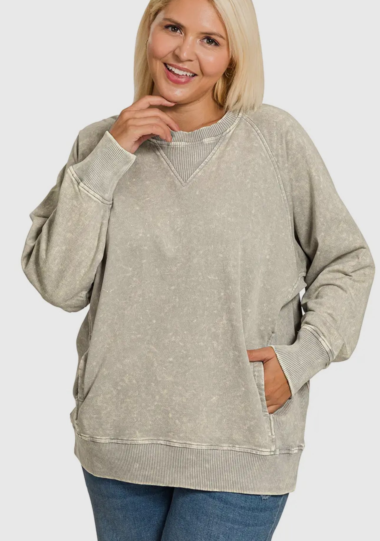 Acid Wash French Terry Pullover