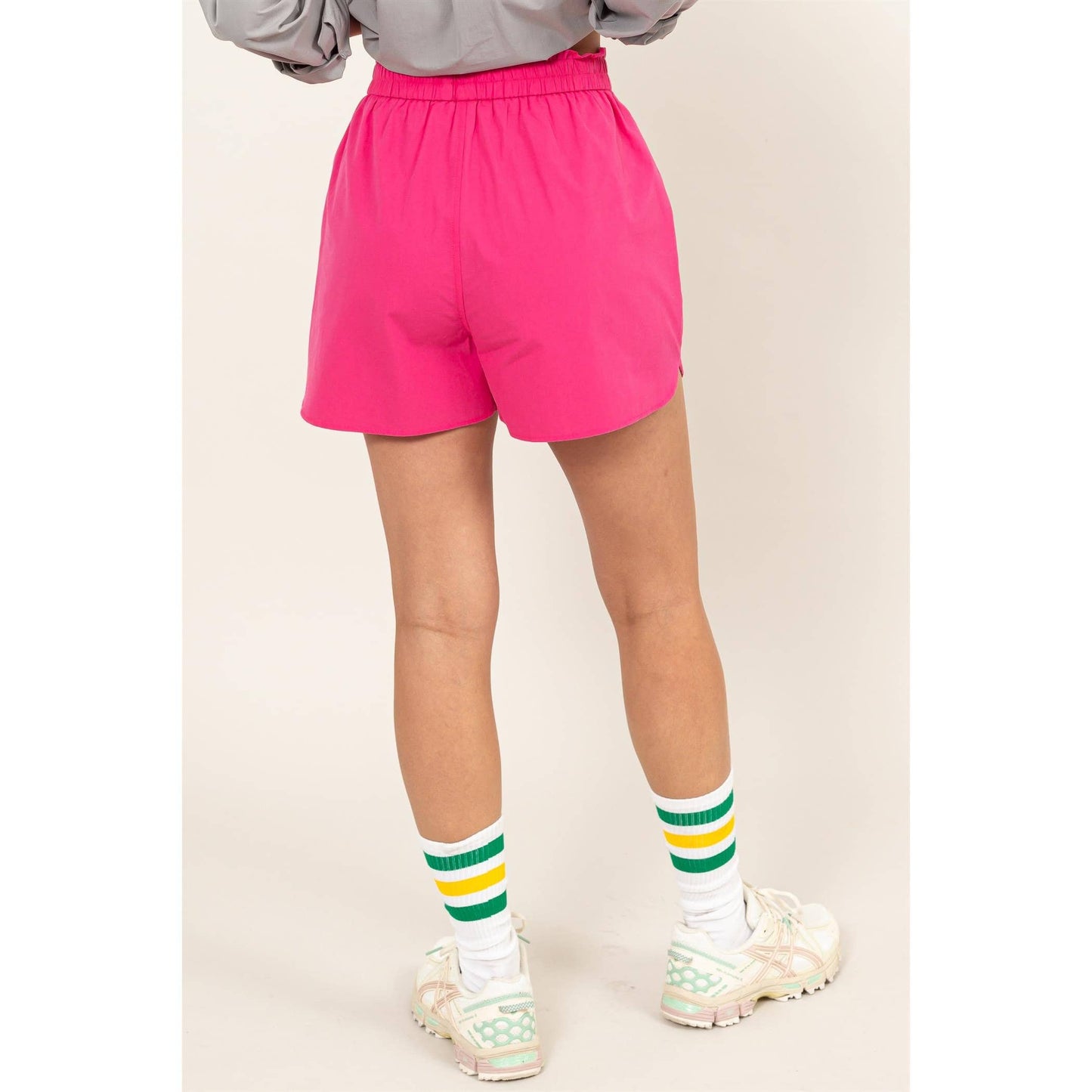 Poplin High Waist Shorts-Raspberry