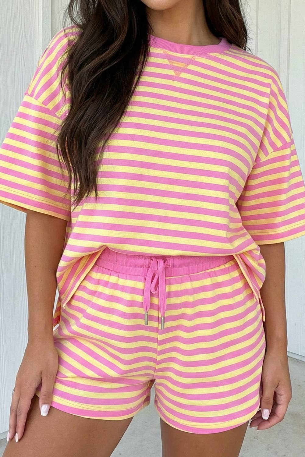 Boxy Stripe Contrast Short Set