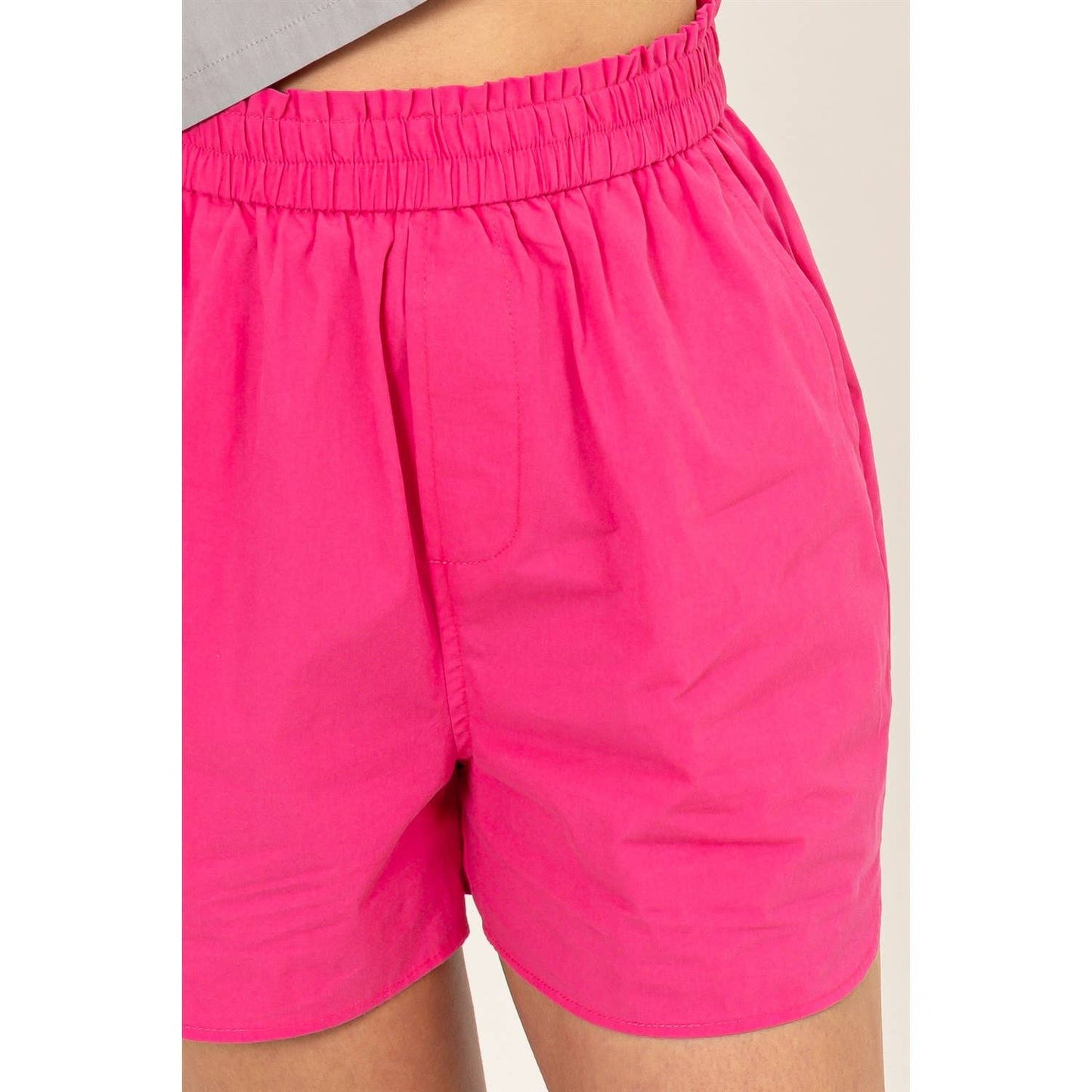 Poplin High Waist Shorts-Raspberry