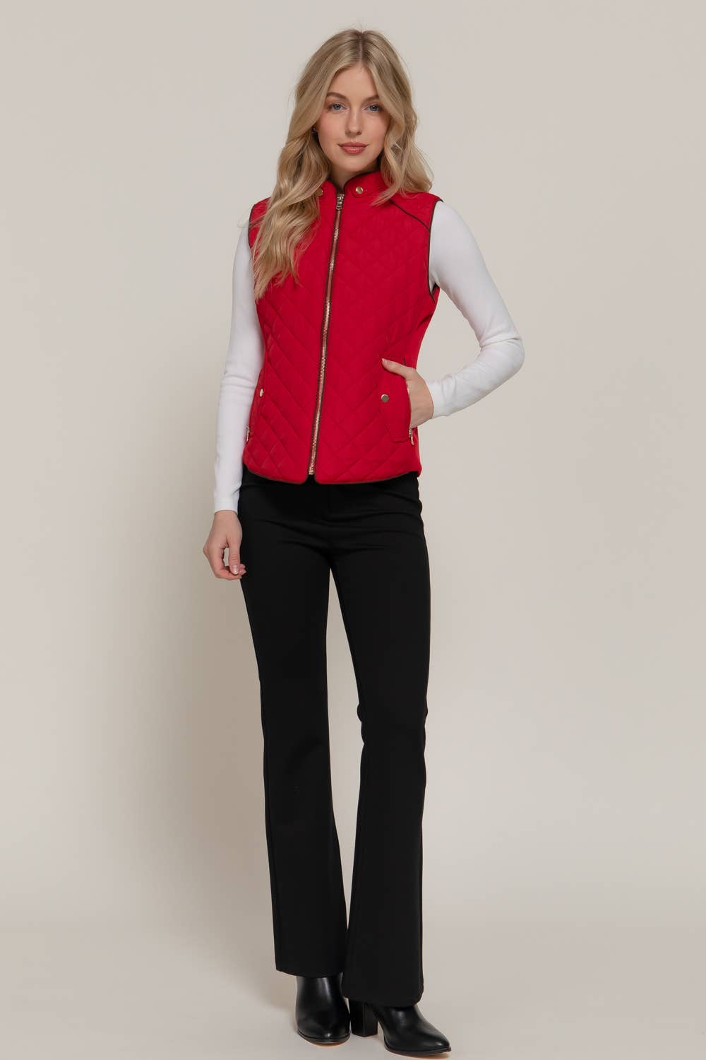 Quilted Vest-Red