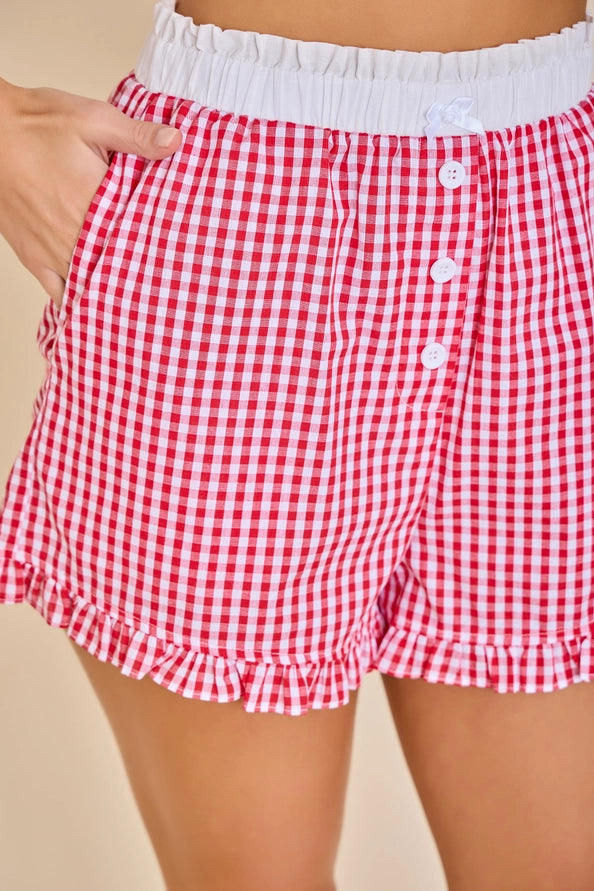 Sweet Gingham Ruffle Shorts
