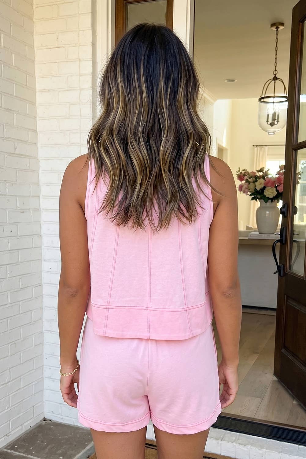 Stitched Loose Tank and Short Set (2 Colors)