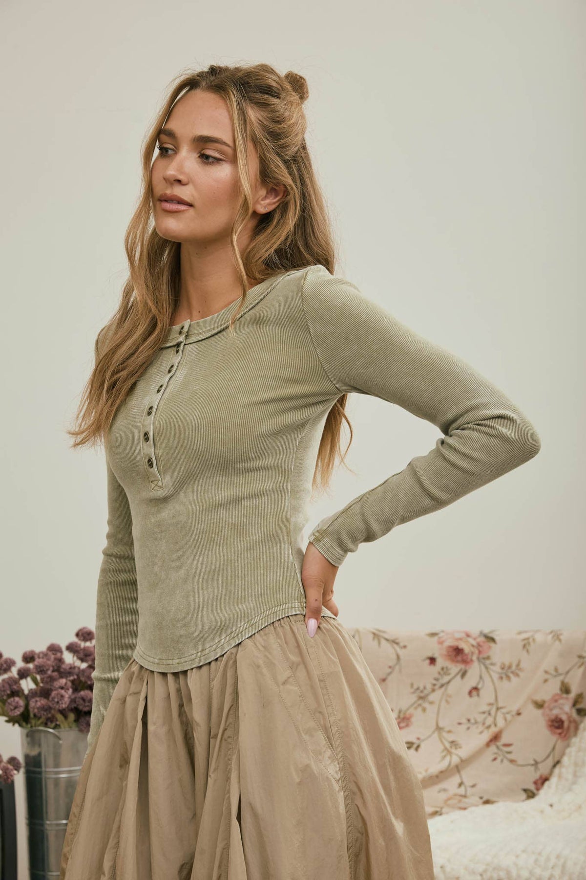 Sally Henley Shirt-LIGHT OLIVE