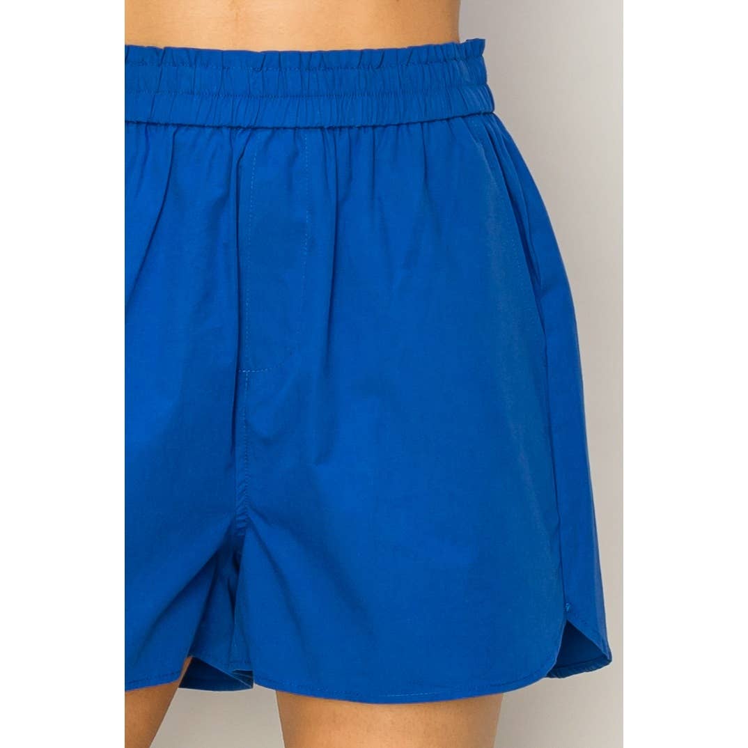 Poplin High Waist Shorts- Cobalt
