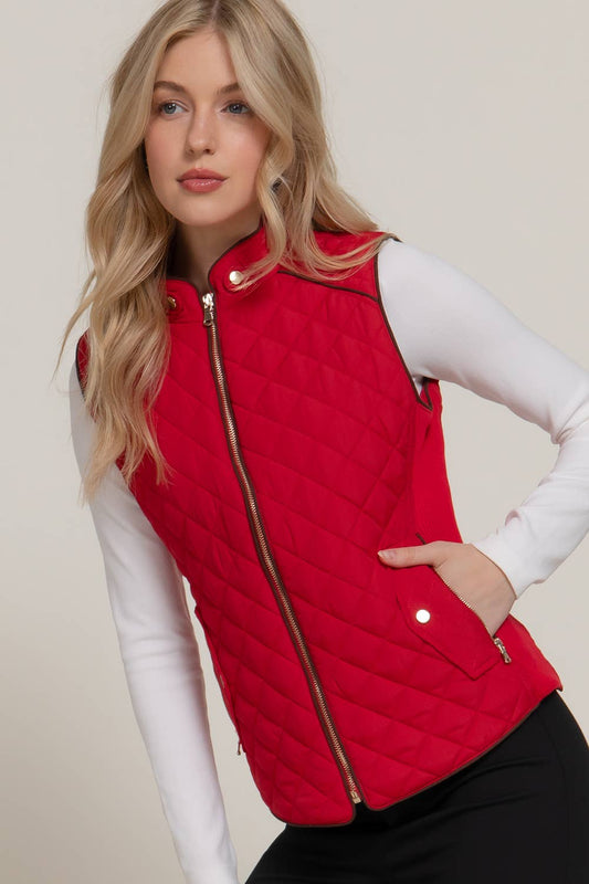 Quilted Vest-Red