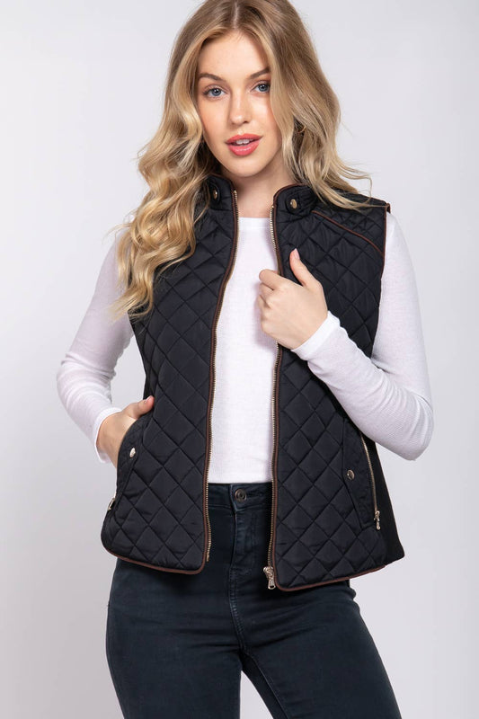 Quilted Vest-Black