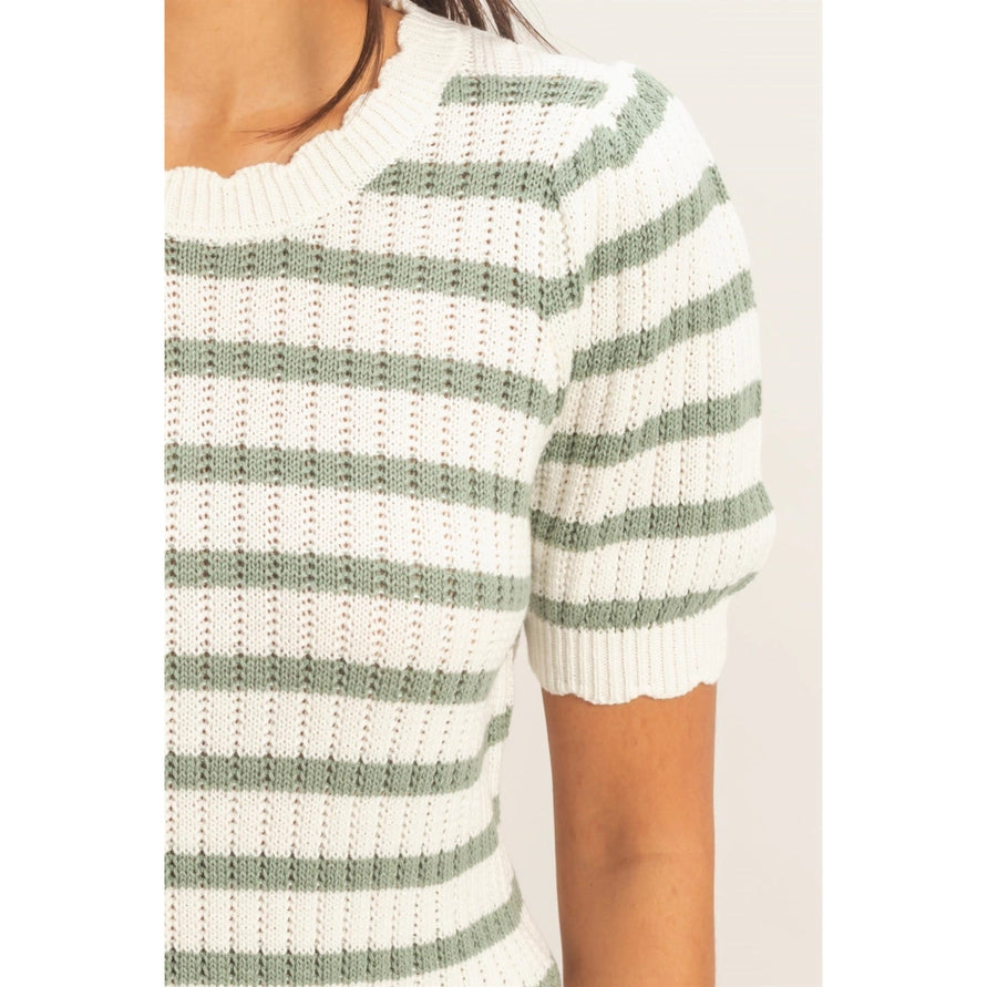 Scalloped Edge Knit Top