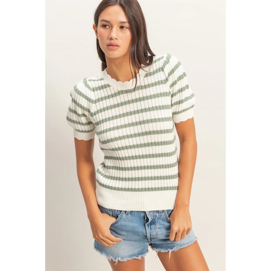 Scalloped Edge Knit Top