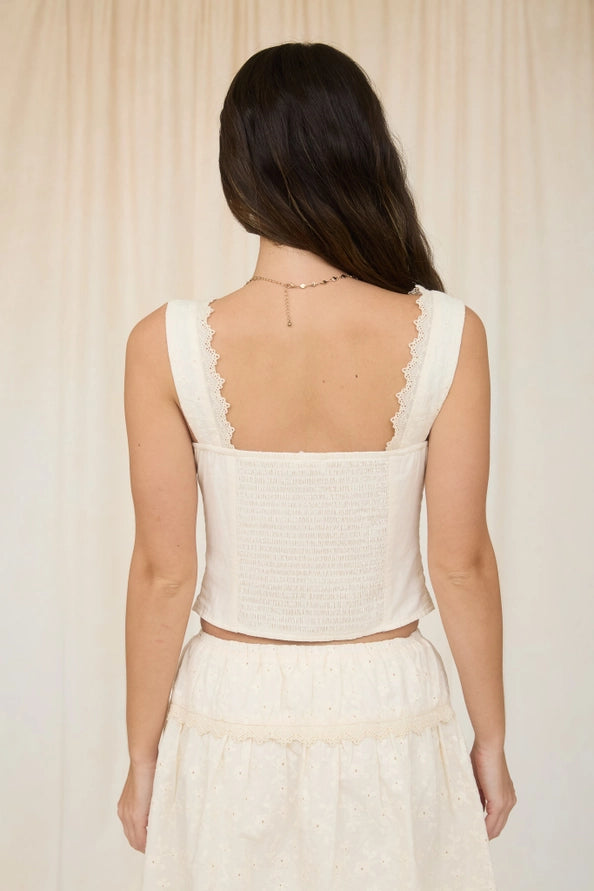 Button Down Eyelet Top
