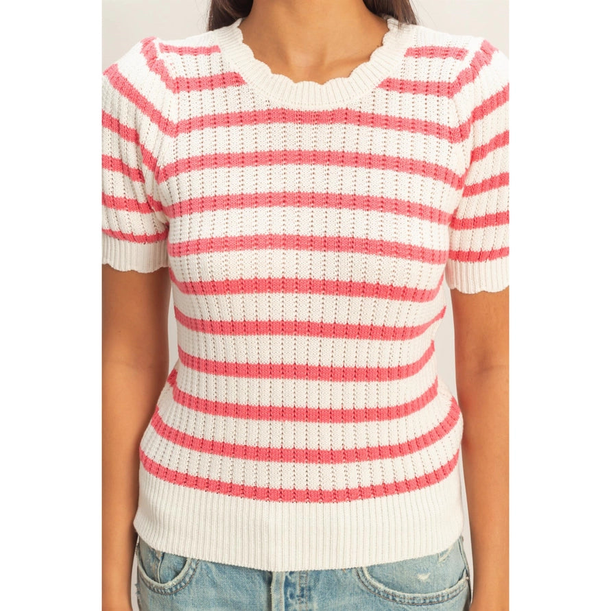 Scalloped Edge Knit Top
