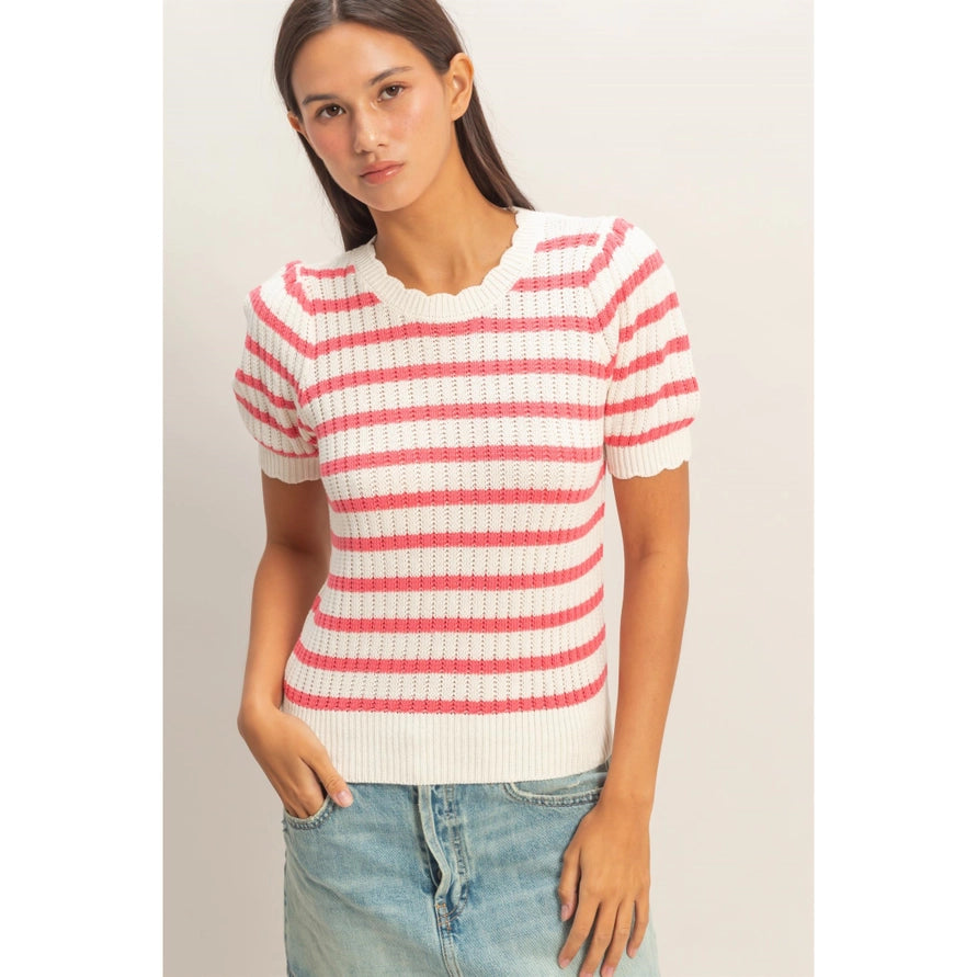 Scalloped Edge Knit Top